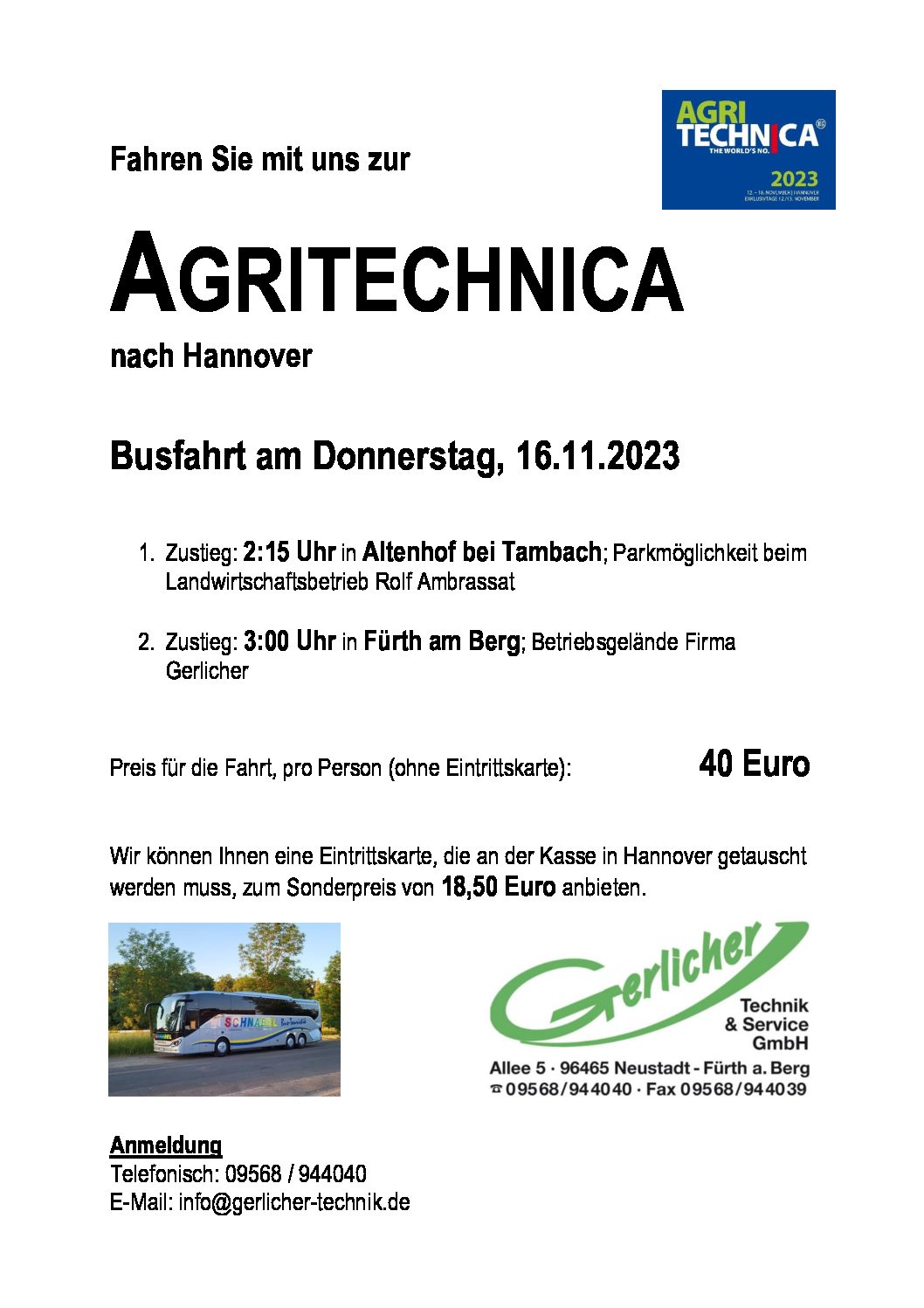 Fahren Sie mit uns zur Agritechnica nach Hannover!